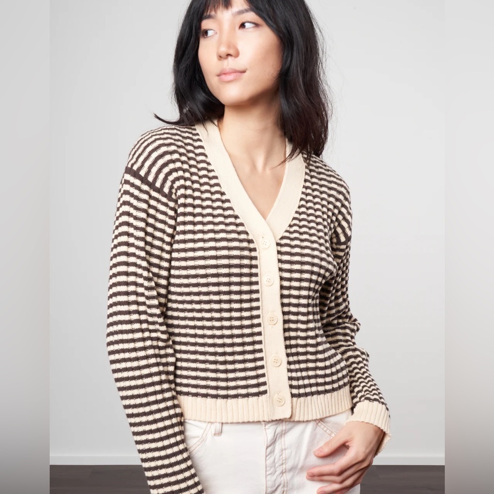 The GREAT. | The Mini Striped‎ Cardigan | Woodsmoke | Women’s Size Medium